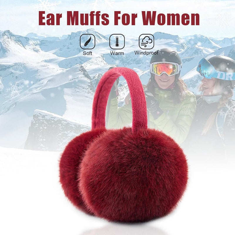 YATANAM Ear Muffs for Women Faux Fur Winter Girls Earmuffs Fluffy Adjustable Ear Warmers Cute Ear Covers - Image 3